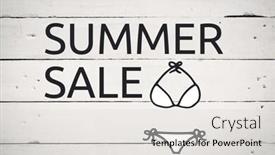  Presentation with wood panel - Amazing presentation design having summer sale text and white bikini graphic against white wood panel backdrop and a light gray colored foreground
