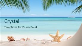  Presentation with blur - Presentation having summer sandy beach with blur background and a light blue colored foreground