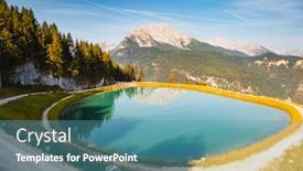  Presentation with bavaria - PPT theme having summer-scene-of-alpine-pond background and a teal colored foreground