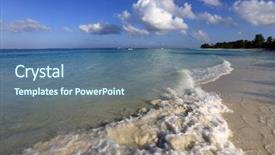 Presentation with ocean - Presentation design consisting of summer scene on ocean shore background and a ocean colored foreground