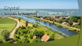  Presentation with scenery - Presentation theme having summer-scenery-of-sztutowo background and a light blue colored foreground