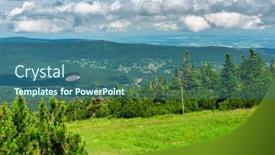  Presentation with trail - Presentation having summer-scenery-of-the-trail background and a ocean colored foreground