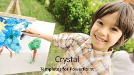  Presentation with summer school - Cool new presentation theme with summer school reading - happy kid backdrop and a lemonade colored foreground