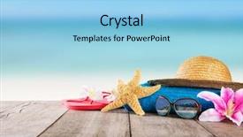  Presentation with accessories - Cool new theme with summer season - beach accessories for travelling backdrop and a light blue colored foreground