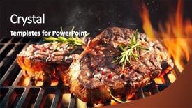  Presentation with grill - Slide set enhanced with summer sizzle - beef steaks sizzling background and a dark gray colored foreground