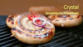  Presentation with bbq - Colorful presentation theme enhanced with summer sizzle - cumberland sausage spiral pork sausage backdrop and a red colored foreground