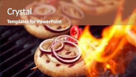  Presentation with grill - Beautiful slide deck featuring summer sizzle - cumberland sausage spiral pork sausage backdrop and a coral colored foreground