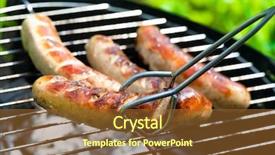  Presentation with grill - Amazing PPT layouts having summer sizzle - delicious german sausages backdrop and a tawny brown colored foreground