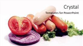  Presentation with fresh meat - Amazing theme having summer sizzle - fresh beef meat sausages backdrop and a sky blue colored foreground