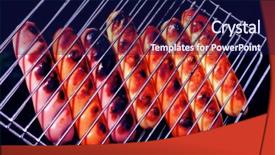  Presentation with beef pork chicken turey - Cool new PPT theme with summer sizzle - grilled beef pork sauseges backdrop and a  colored foreground