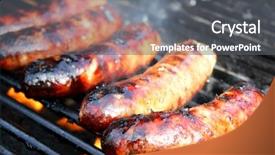  Presentation with grill - PPT layouts consisting of summer sizzle - sausage on a grill background and a gray colored foreground
