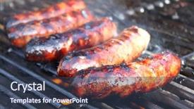  Presentation with grill - PPT layouts enhanced with summer sizzle - sausages on grill background and a tawny brown colored foreground