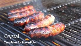  Presentation with grill - PPT theme consisting of summer sizzle - sausages on grill background and a tawny brown colored foreground