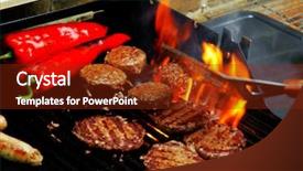  Presentation with barbecue food truck - Presentation theme with summer sizzle - sizzling summer barbecue background and a tawny brown colored foreground