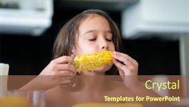  Presentation with high quality - Slides with summer-snack-little-boy-sitting background and a tawny brown colored foreground