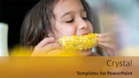  Presentation with high quality - Presentation theme enhanced with summer-snack-little-boy-sitting background and a gold colored foreground
