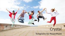  Presentation with teens summer camp - Colorful presentation theme enhanced with drapes - colorful silk draped cloth as backdrop and a ocean colored foreground
