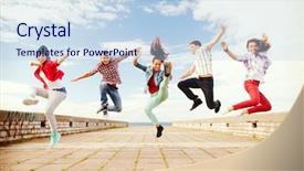  Presentation with teens summer camp - Beautiful slides featuring summer sport dancing and teenage backdrop and a light blue colored foreground