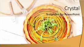  Presentation with crisp carrot - Amazing presentation design having vegetable tart with carrot zucchini backdrop and a lemonade colored foreground