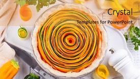  Presentation with tablets wood table tablet white - PPT theme consisting of preparing homemade vegetable tart background and a yellow colored foreground