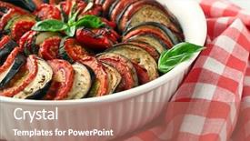  Presentation with ratatouille - Audience pleasing presentation design consisting of ratatouille - traditional french provencal vegetable backdrop and a coral colored foreground