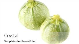  Presentation with abstract round shapes - Slide set consisting of two small round courgettes on white background background and a white colored foreground