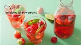  Presentation with lemonade - Slide set featuring summer-strawberry-raspberry-lemonade background and a soft green colored foreground