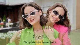  Presentation with city street - PPT theme enhanced with summer-style-and-fashion-portrait background and a mint green colored foreground