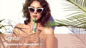  Presentation with summer drinking water - Amazing presentation theme having summer style portrait of young attractive woman wearing sunglasses drinking water tropical summer holiday fashion beauty concept backdrop and a coral colored foreground