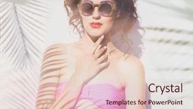  Presentation with tropical holiday - Audience pleasing presentation theme consisting of summer style portrait of young attractive woman wearing sunglasses tropical holiday fashion beauty concept backdrop and a lemonade colored foreground