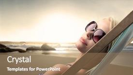  Presentation with summer sun - Colorful theme enhanced with summer sun - beautiful woman lying backdrop and a coral colored foreground