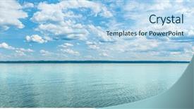  Presentation with river - Presentation theme consisting of summer sunny day panorama background and a light blue colored foreground