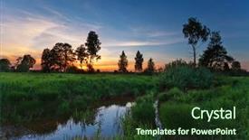  Presentation with fog - Presentation design enhanced with summer sunset around field background and a tawny brown colored foreground