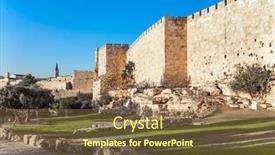  Presentation with pilgrim - Audience pleasing PPT layouts consisting of fortress wall of ancient backdrop and a tawny brown colored foreground