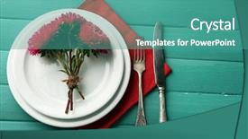  Presentation with cutlery easter table setting - Colorful PPT theme enhanced with summer table setting on color backdrop and a teal colored foreground