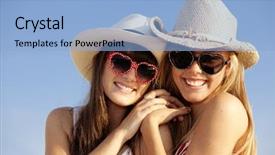  Presentation with teen girls - Slide deck featuring summer teens on vacation background and a  colored foreground