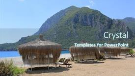  Presentation with roof - Slide deck consisting of summer-thatched-roof-gazebo background and a ocean colored foreground