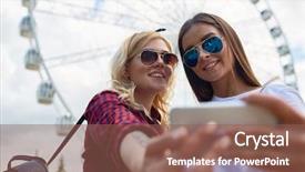  Presentation with amusement park - PPT theme having summer theme - portrait of two beautiful young background and a violet colored foreground