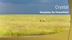  Presentation with thunderstorm - Colorful slides enhanced with summer-thunderstorm-over-the-savannah backdrop and a teal colored foreground