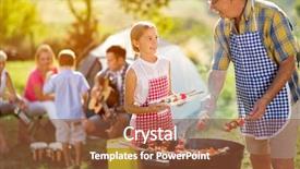  Presentation with grilling - Theme enhanced with summer time bbq - smiling grandfather giving granddaughter grilling background and a tawny brown colored foreground