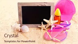  Presentation with summer time - Audience pleasing presentation theme consisting of summer time on the beach - leisure time backdrop and a lemonade colored foreground