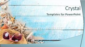  Presentation with summer holiday - Cool new PPT layouts with summer traveling time sea holiday backdrop and a sky blue colored foreground