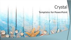  Presentation with sea shells - Colorful PPT theme enhanced with summer traveling time sea holiday backdrop and a white colored foreground