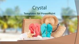  Presentation with blur beam column slab - Theme consisting of summer travelling with old suitcase background and a arctic colored foreground