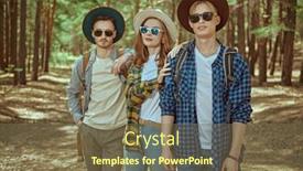  Presentation with pine forest - Presentation design featuring summer-vacation-a-group background and a violet colored foreground