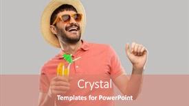  Presentation with young happy people smiling - Colorful theme enhanced with summer-vacation-and-people-concept backdrop and a coral colored foreground