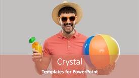  Presentation with beach ball - Slide set having summer-vacation-and-people-concept background and a coral colored foreground