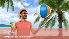  Presentation with polynesia - Slide set having summer-vacation-and-people-concept background and a coral colored foreground