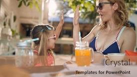  Presentation with summer time - Cool new slide set with summer-vacation-at-home backdrop and a coral colored foreground