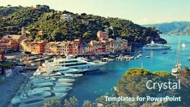  Presentation with resort - Presentation with summer-vacation-at-portofino-luxurious background and a ocean colored foreground